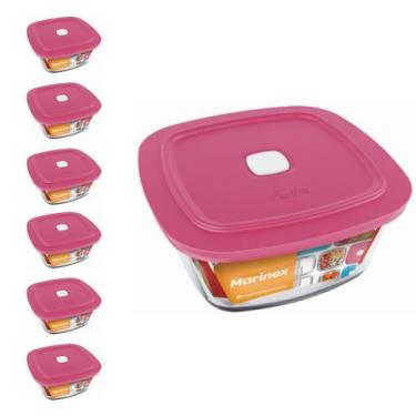 Imagem de Pote Vidro Quadrado Facilita Vap Com Tampa 1L Marinex 6Un - NADIR FIGU