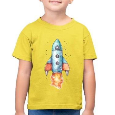 Imagem de Camiseta Algodão Infantil Foguete - Foca na Moda, Amarelo canário, 2