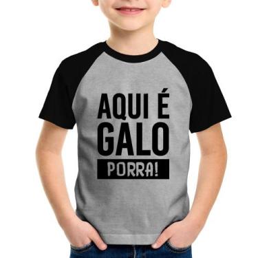 Imagem de Camiseta Raglan Infantil Aqui é galo  - Foca na Moda, Cinza, Preto, 8