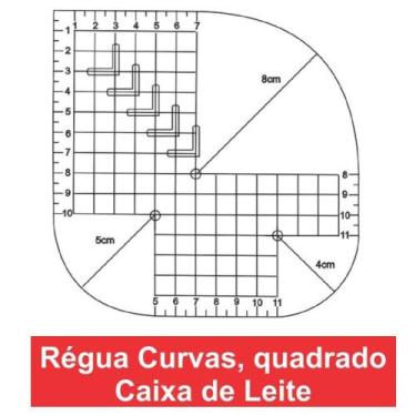 Imagem de Régua Gabarito Curvas Quadrado Caixa Leite 15x15 - Levolpe