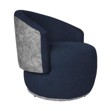 Imagem de Poltrona Decorativa Beatriz com Composê Calacata Cinza no Bouclê Azul 