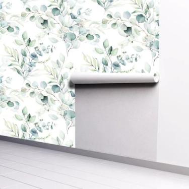 Imagem de 5 Metros Papel de parede auto adesivo Flor Azul claro com Branco 5m*45