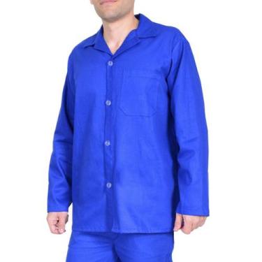 Imagem de Camisa Brim Uniforme Manga Longa Botão C/ Bolso Profissional - Maicol 