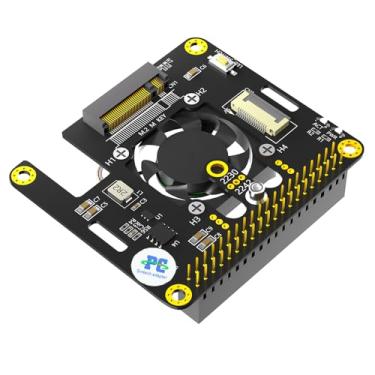 Imagem de Sintech Cartão adaptador M.2 NVMe para PCIe 3 em 1 combo com ventilador cooler e LED de descoloração automática para Raspberry Pi 5 (suporta apenas SSD 2230,2242)