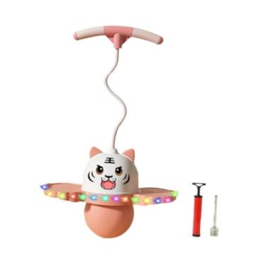 Imagem de menolana Bola de Pogo com Alça Bola de Pogo Saltitante com Luz Colorida Brinquedo de Salto Alto para Jogos Assistente de Treinamento Corporal Playground, Rosa