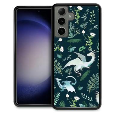 Imagem de YiXinBB Capa compatível com Samsung Galaxy S24 Plus, estampa de dragão de folha verde Y design de luxo capa rígida de policarbonato à prova de choque antiarranhões para Samsung Galaxy S24 Plus