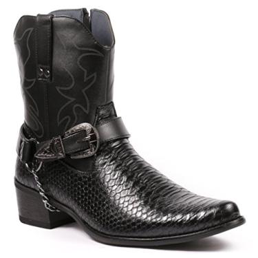 Imagem de Metrocharm Diego-01 Bota masculina de caubói com fivela e alça de fivela, Preto, 10.5