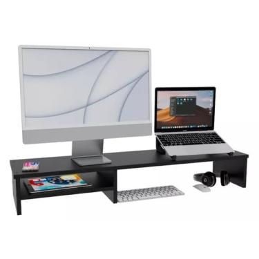 Imagem de Base para monitor Base Dois Monitores Mesa Dupla Suporte Para Computador Notebook(Branco 80cm)