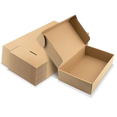 Imagem de Golden State Art Caixa de Correio de 12 X 8 X 3", Caixas de Correio Pequenas Marrons para Embalagem de Pequenas Empresas, Embalagem Plana de Presente de Papelão Ondulado, Pacote com 20