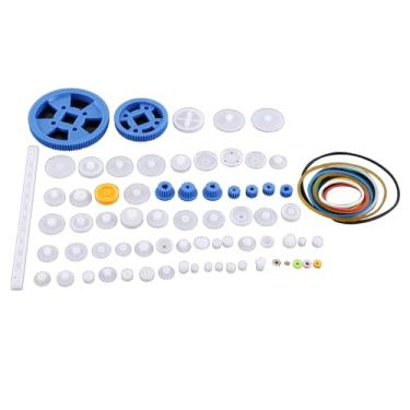 Imagem de Kits de Engrenagens, 80 Peças de Plástico, Polia, Correia, Coroa, Conjunto de Engrenagens, Kits de Minhocas, robô, Motor de Carro, Brinquedo, Faça você Mesmo, (80 tipos de kit de