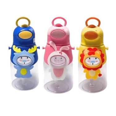 Imagem de Garrafa Infantil Animais 750ml Squeeze com Canudo e Alça  Cores Sortid