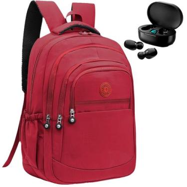 Imagem de Kit Mochila Feminina Escolar Grande Viagem Passeio + Fone Bluetooth Se