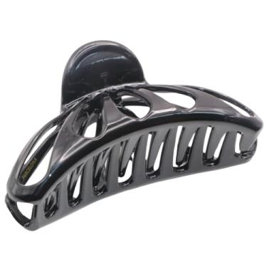 Imagem de Parcelona French Rain Drop Large Black Covered Spring Celluloid Jaw Hair Claw Clip Clamp Clutcher - 10cm
