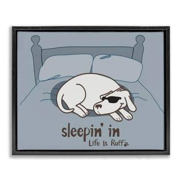Imagem de Stupell Industries Tela emoldurada Sleeping In Dog Black Floater Design de arte de parede por LIR, 80 x 63 cm
