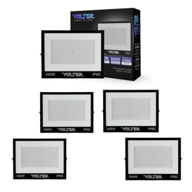 Imagem de VOLTER - Kit 5 Refletor led volter ecônomico IP65 400w 6500k holofote preto 36000lm luz branco frio