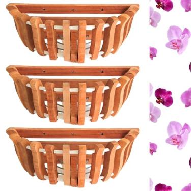 Imagem de DESQUIGGLE 3 vasos de parede de orquídeas de madeira, cestas de orquídeas para montagem na parede, cestas de vanda, cestas de orquídeas para atividades ao ar livre