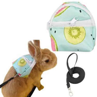 Imagem de Mochila de coelho para Squrriel conjunto de coleira de porquinho-da-índia pequenos acessórios de vestuário para animais de estimação feitos à mão para festa de volta às aulas para furões, ratos,
