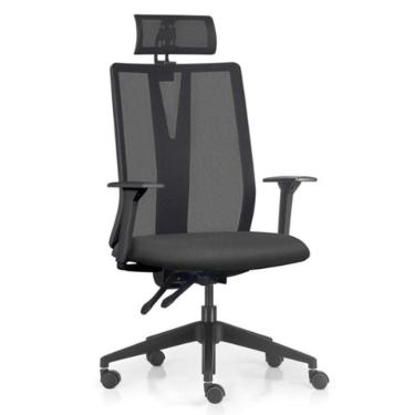 Imagem de Cadeira Escritório Giratória Presidente Flow F02 Base Preta Sintético Preto - Lyam Decor