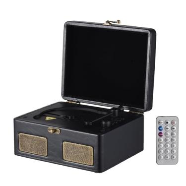 Imagem de Music Player Player, Cd de Bateria Recarregável Portátil de 3,5 Mm de Entrada Com Cd Player Com BT Turbable para Entusiastas da Música (Preto)