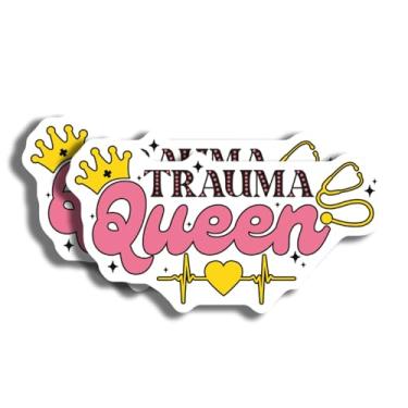 Imagem de Adesivo Trauma Queen - Adesivo de apreciação de enfermeira - Adesivo de humor médico - Adesivo engraçado de enfermeira - Presente para enfermeiras - Adesivo de saúde - Design decorativo durável fo -