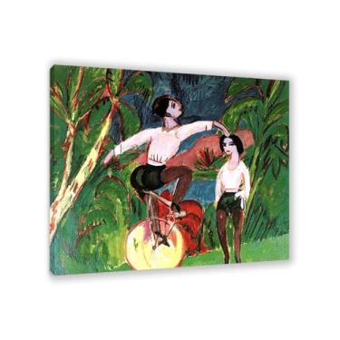 Imagem de FLUCK Classic Canvas Prints Wall Art, Cavaleiro de monociclo famosas pinturas a óleo abstratas reprodução de ilustrações para cozinha 50 x 60 cm (20 x 24 pol) moldura interna