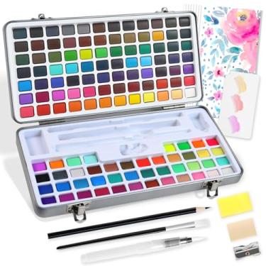 Imagem de Tavolozza Fine Arts Conjunto de tinta aquarela, tinta de 128 cores com canetas pincel de água e lápis de desenho - Ideal para pintura, desenho e materiais de arte para crianças e adultos - Kit inicial