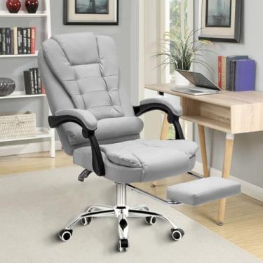 Imagem de Cadeira de escritório presidente, cadeira de home office com apoio para os pés e encosto ajustável (Cinza)