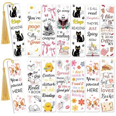 Imagem de AFRITEE Adesivos de acrílico em branco – 24 peças com tema engraçado gato preto UV DTF adesivo de marcador de livro presentes para mulheres amantes de livros, lindo laço de pato adesivo dupla face DIY