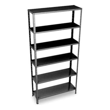 Imagem de Estante Prateleira Aço 1,82m X 92cm Com 6 Bandejas Cinza ou Preto - Industrial (Preto)