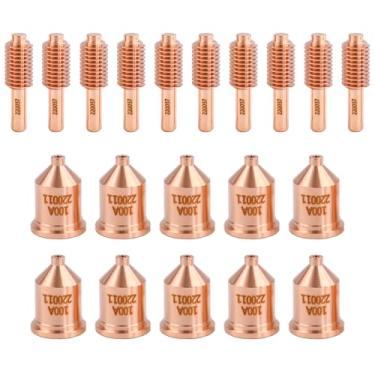 Imagem de 10 peças 220037 eletrodo de plasma 10 peças 220011 bocal para Hypertherm PMX 1000 1250 1650 consumíveis de tocha de plasma