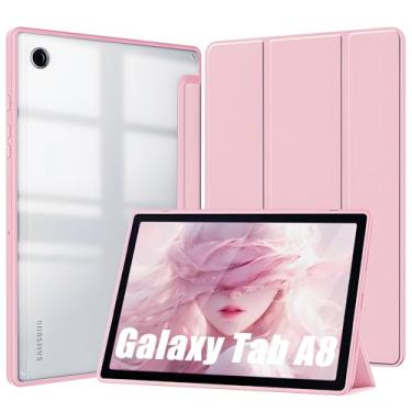 Imagem de Capa para Samsung Galaxy Tab A8 10.5 Polegadas 2021 Capinha Protetora Fina Capa Traseira Transparente Proteção. Anti-Impacto Auto Sleep Tampa Magnética Premium - Rosa