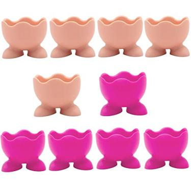 Imagem de 10 porta-copos de silicone para ovos, escorredor de ovos de secagem, suporte de copo para servir ovos cozidos macios e coloridos, bandeja de ovos, utensílios de cozinha