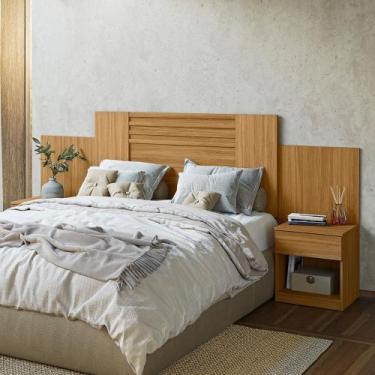 Imagem de Cabeceira de madeira Pra cama Casal Padrão Casal Queen com Ripado 2 Me
