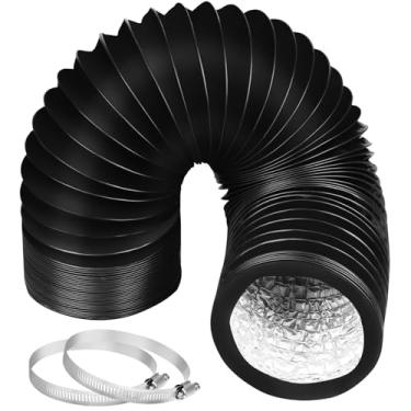 Imagem de Omont Mangueira de ventilação para secadora 10 cm 1,5 m tubo flexível para duto de ar duto de ar kit de mangueira flexível com isolamento de alumínio interno e externo