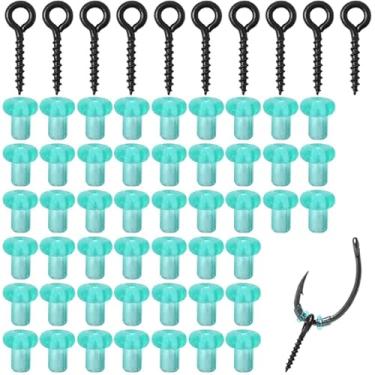 Imagem de Combo de pesca noturna: 48 contas de TPR verdes que brilham no escuro e 10 giros à prova de ferrugem – Equipamento ecológico de 2 mm para carpa, peixe-gato | Design macio, durável e de baixa