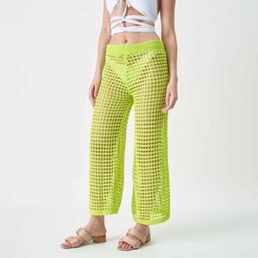 Imagem de Calça Feminina Tricot Croche Saida De Praia Pantalona Verão - Swiss Bo