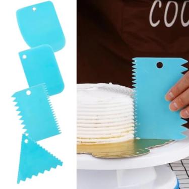 Imagem de Espátula Decorativa Alisadora Confeiteiro Para Bolo Kit 4