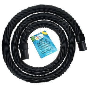 Imagem de U.S. Pool Supply Mangueira de piscina acima do solo resistente de 2,8 m, 3,8 cm - Mangueira de conexão de filtro de substituição preta, EVA espiral flexível - Compatível com Intex para bombas de