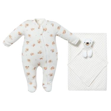 Imagem de Kit Macacão Bebê Menina + Cueiro + Naninha New Baby -Hug