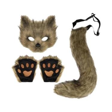 Imagem de Chaveiro de Cauda de Raposa, Luvas de Patas de Gato e Máscara de Lobo 