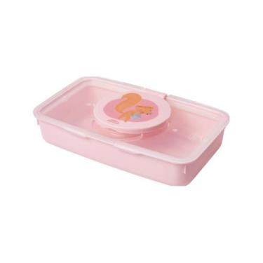 Imagem de Porta Lenço Umedecido Infantil Decorado Bebê Plasútil, Bichinho rosa