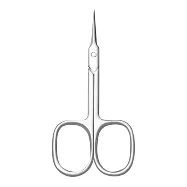 Imagem de Tesoura de cutícula com ponta curva de aço inoxidável, lâmina fina, cortador de unhas, aparador, ferramentas de manicure, removedor de sobrancelhas, prateado e brilhante