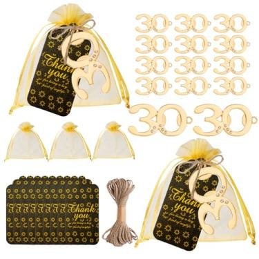 Imagem de Uezea Abridor de cerveja com sacos e cartões, lembranças de aniversário para convidados (30 chaveiros, abridor de garrafas, 25 peças)