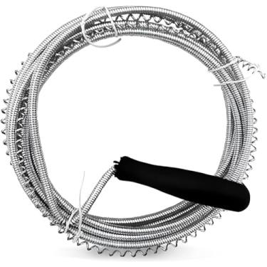Imagem de Desentupidor Dreno em Espiral com Cabo de Aço Carbono 3 Metros para Ralos Canos Pia Cozinha e Banheiro Solução Prática para Tubulação com Mola Inoxidável Ideal para Casa e Coletor de Cabelo