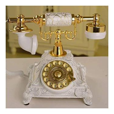 Imagem de Telefone de cerâmica da moda, vintage, rústico, telefone fixo/identificador de chamadas mãos livres/versão retroiluminada, armazenamento de números de telefone, mostrador rotativo