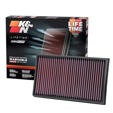 Imagem de K&N Filtro de ar do motor original de alto fluxo vitalício: Aumento de potência: Premium, Lavável: Compatível com 2013-2025 AUDI: A1, A3, Q2, Q3, TT, 33-3005
