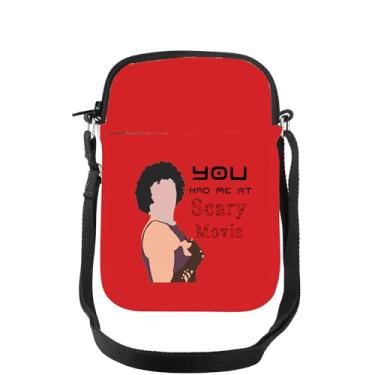 Imagem de TOBGBE Bolsa tiracolo de filme de terror gótico para fãs You Had Me At Scary Movie, Red Lips Scary Movie Mini Cb, Tendência