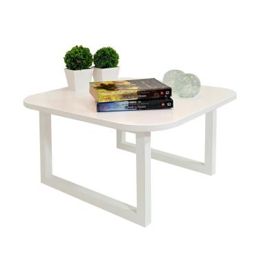 Imagem de Mesa De Centro Lateral De Apoio Para Sala Estar Square Branco Laca