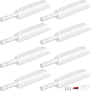 Imagem de Conjunto de 8 travas magnéticas para armário com trava e trava para porta oculta, ponta de puxar para gaveta de liberação de empurrar, ponta de puxar no armário, fecho de toque, forte pop out, branco