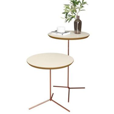 Imagem de Kit mesa Pés De Ferro Redonda Classic Apoio Lateral Modelo Alice Off F